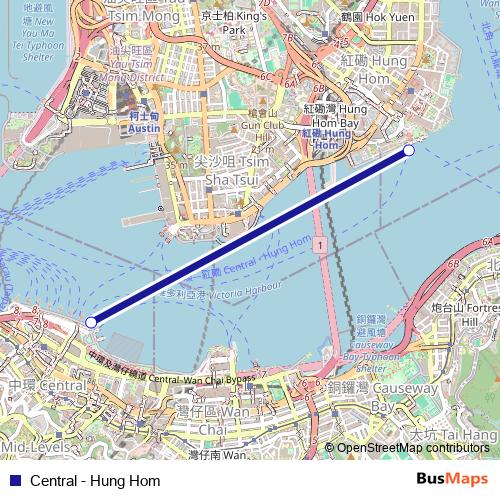 Central - Hung Hom ferry Line Map