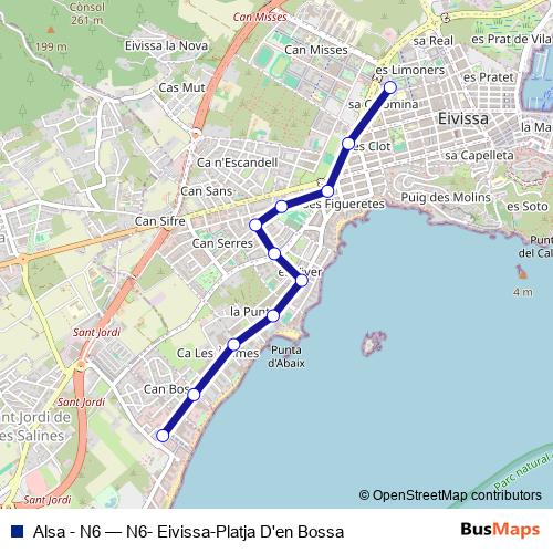 Alsa - N6 bus Line Map