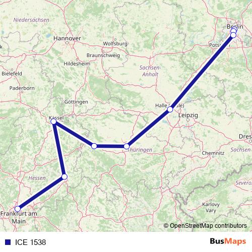 ICE 1538 rail Line Map