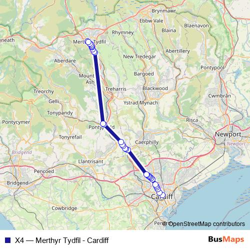 X4 bus Line Map