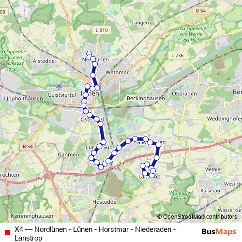 X4 bus Line Map