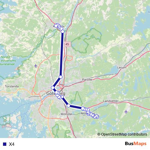X4 bus Line Map