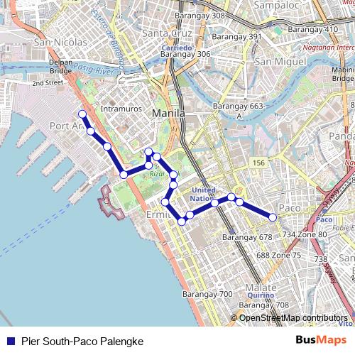 Pier South-Paco Palengke bus Line Map