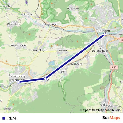 Rb74 bus Line Map
