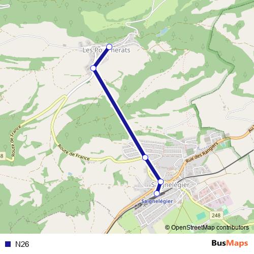 N26 bus Line Map