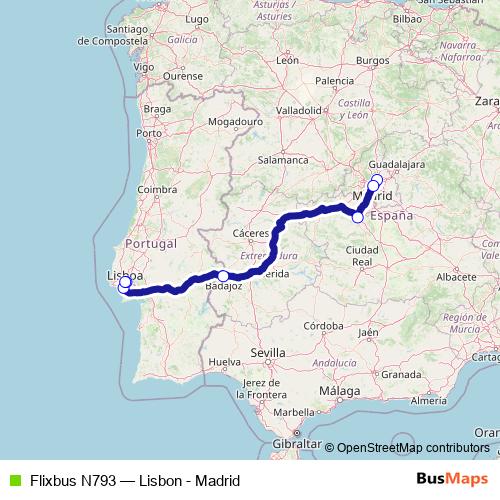 Flixbus N793 bus Line Map