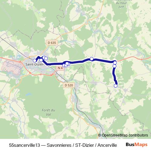 55sancerville13 bus Line Map