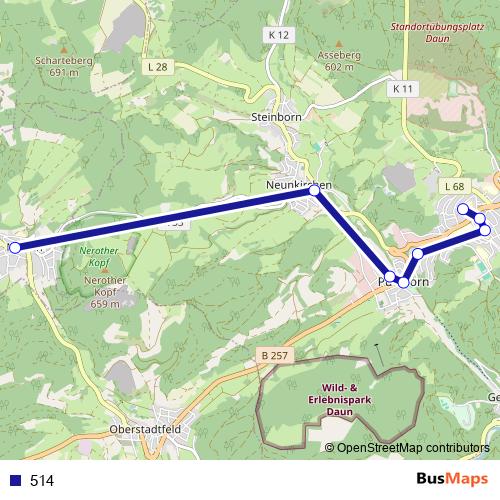 514 bus Line Map