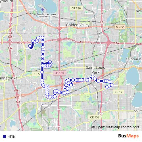 615 bus Line Map