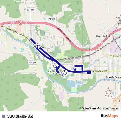 SBU Shuttle Sat bus Line Map