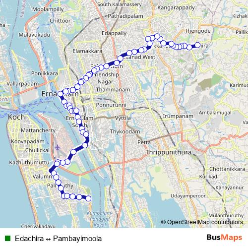 Edachira ↔ Pambayimoola bus Line Map