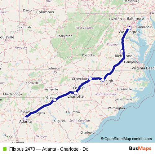 Flixbus 2470 bus Line Map