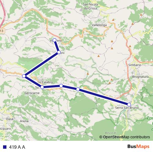419 A A bus Line Map