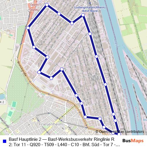 Basf Hauptlinie 2 bus Line Map