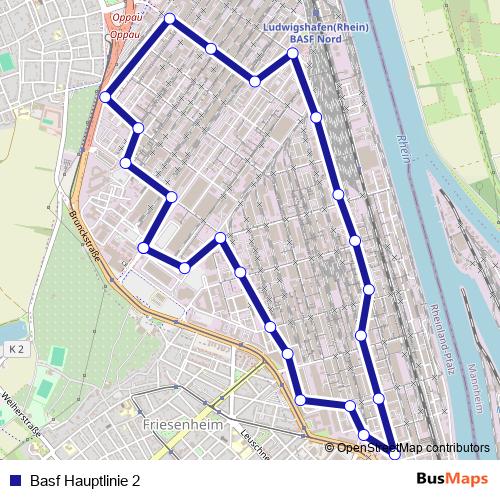 Basf Hauptlinie 2 bus Line Map