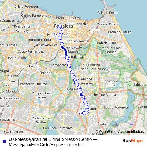 600-Messejana/Frei Cirilo/Expresso/Centro bus Line Map