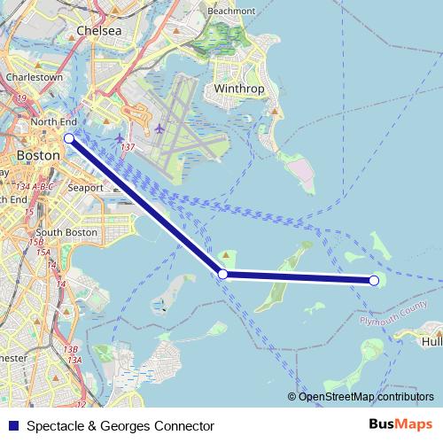 Spectacle & Georges Connector ferry Line Map