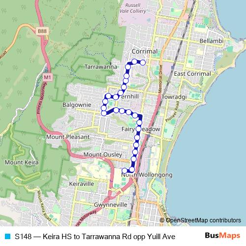 S148 bus Line Map