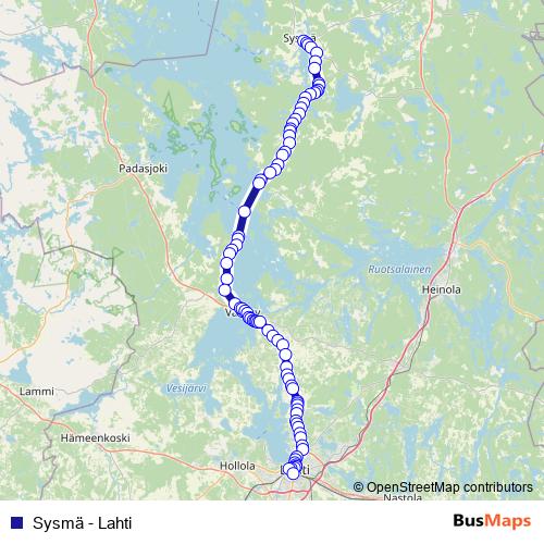 Sysmä - Lahti bus Line Map