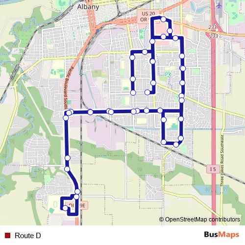 Route D bus Line Map