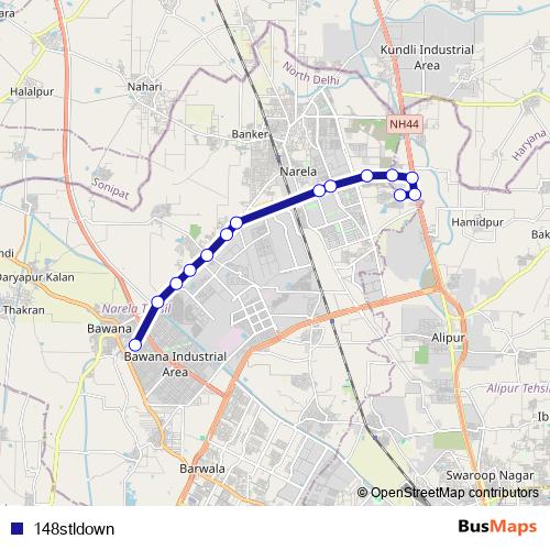 148stldown bus Line Map