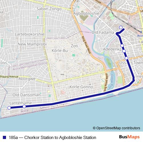 185a bus Line Map