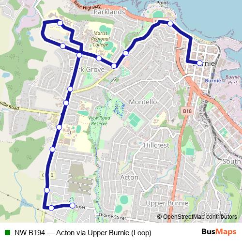 NW B194 bus Line Map