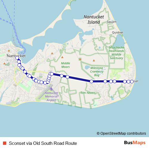 Sconset via Old South Road Route bus Line Map