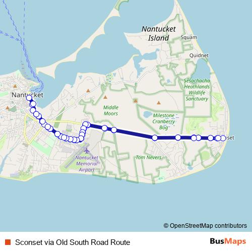 Sconset via Old South Road Route bus Line Map