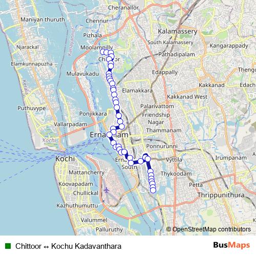 Chittoor ↔ Kochu Kadavanthara bus Line Map