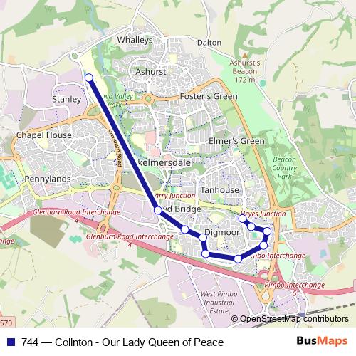 744 bus Line Map