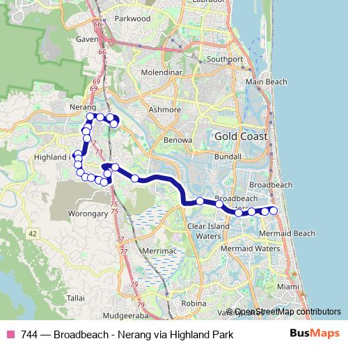 744 bus Line Map