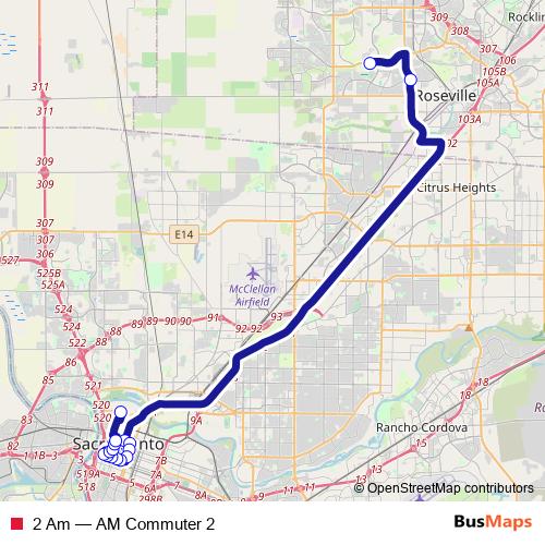 2 Am bus Line Map