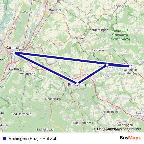 Vaihingen (Enz) - Hbf Zob rail Line Map