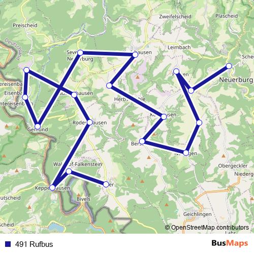 491 Rufbus bus Line Map