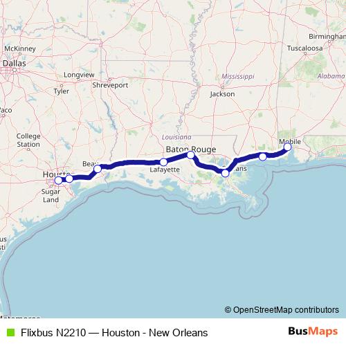 Flixbus N2210 bus Line Map