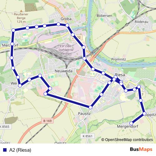 A2 (Riesa) bus Line Map