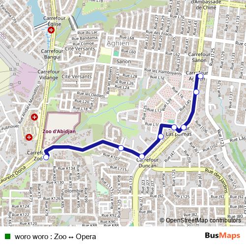 woro woro : Zoo ↔ Opera bus Line Map