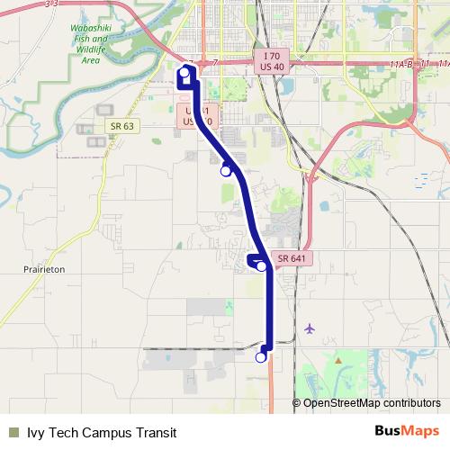Ivy Tech Campus Transit bus Line Map