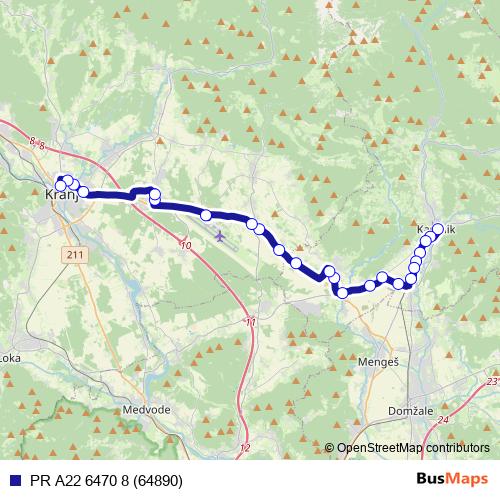 PR A22 6470 8 (64890) bus Line Map