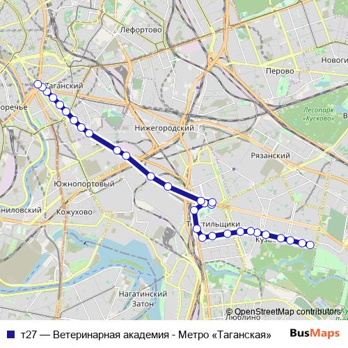 т27 bus Line Map