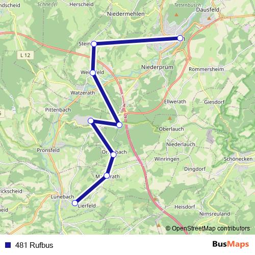 481 Rufbus bus Line Map