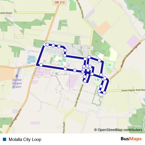 Molalla City Loop bus Line Map
