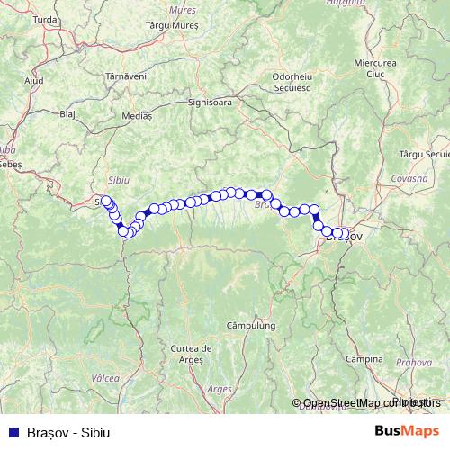 Braşov - Sibiu rail Line Map