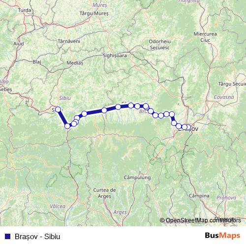 Braşov - Sibiu rail Line Map