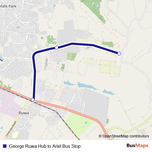 George Ruwa Hub to Ariel Bus Stop bus Line Map