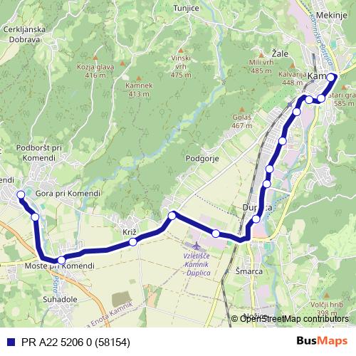 PR A22 5206 0 (58154) bus Line Map