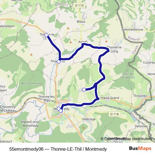 55emontmedy06 bus Line Map