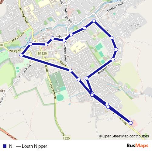 N1 bus Line Map