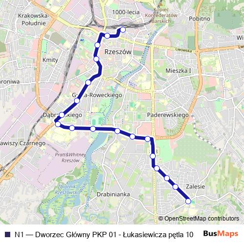N1 bus Line Map